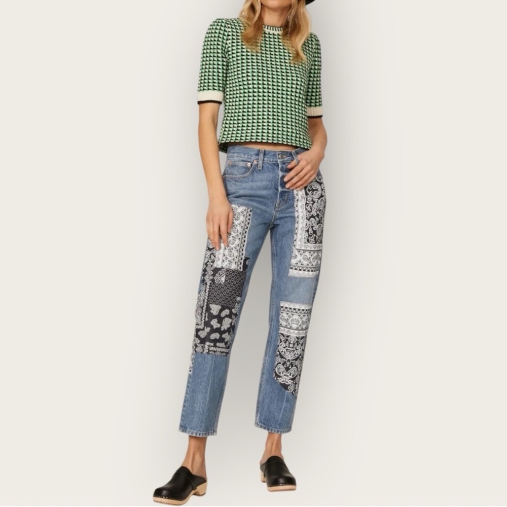 Maje Patched Boyfriend Jeans Blue US 0 France 34